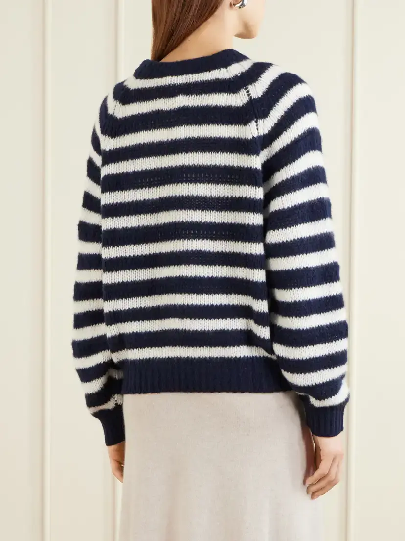 Lisa Yang Reni Striped Cashmere And Silk-blend Sweater - Blue | Thumbnail 4 Lisa Yang Reni Striped Cashmere And Silk-blend Sweater - Blue | Thumbnail 4