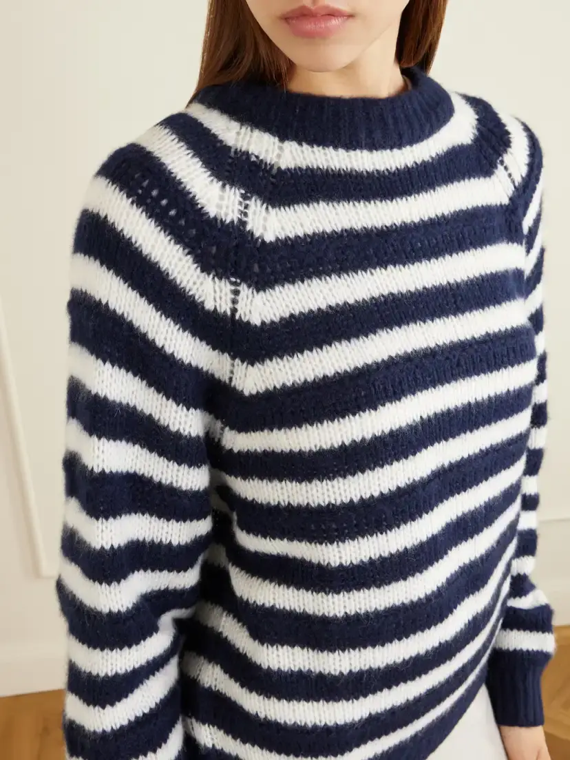 Lisa Yang Reni Striped Cashmere And Silk-blend Sweater - Blue | Thumbnail 5 Lisa Yang Reni Striped Cashmere And Silk-blend Sweater - Blue | Thumbnail 5