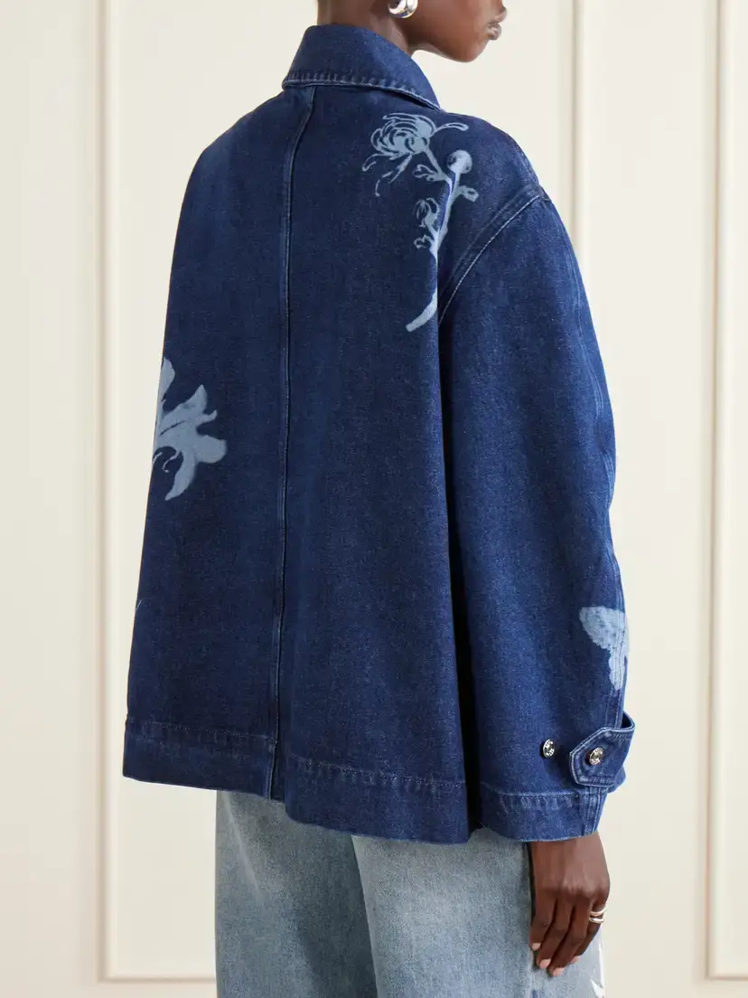 Erdem Belted Laser-printed Denim Jacket | Thumbnail 3 Erdem Belted Laser-printed Denim Jacket | Thumbnail 3