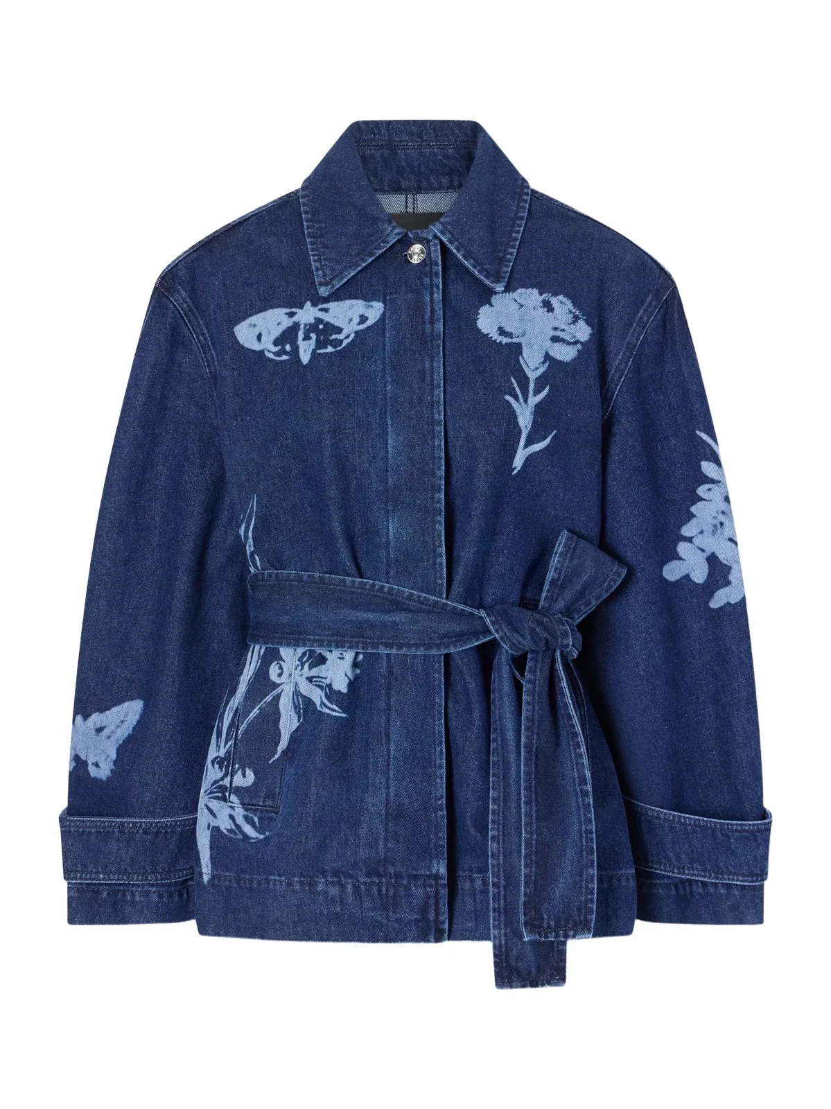 Belted Laser-printed Denim Jacket Belted Laser-printed Denim Jacket