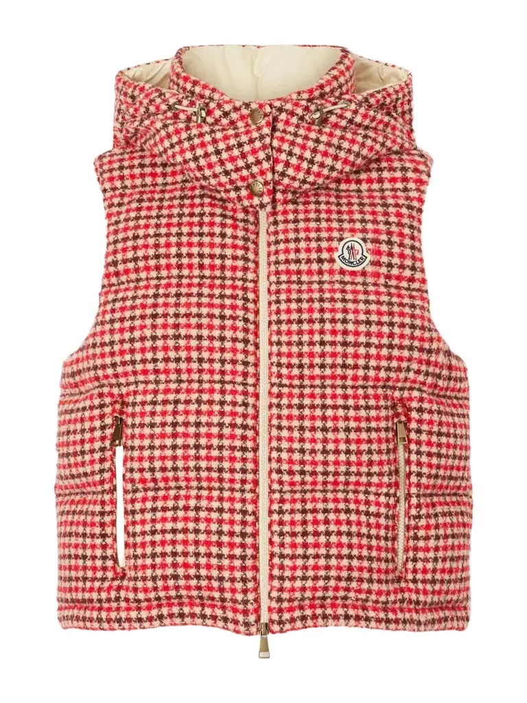Moncler Niverolle Logo-appliquéd Padded Wool-blend Tweed Vest | Image 1 Moncler Niverolle Logo-appliquéd Padded Wool-blend Tweed Vest | Image 1