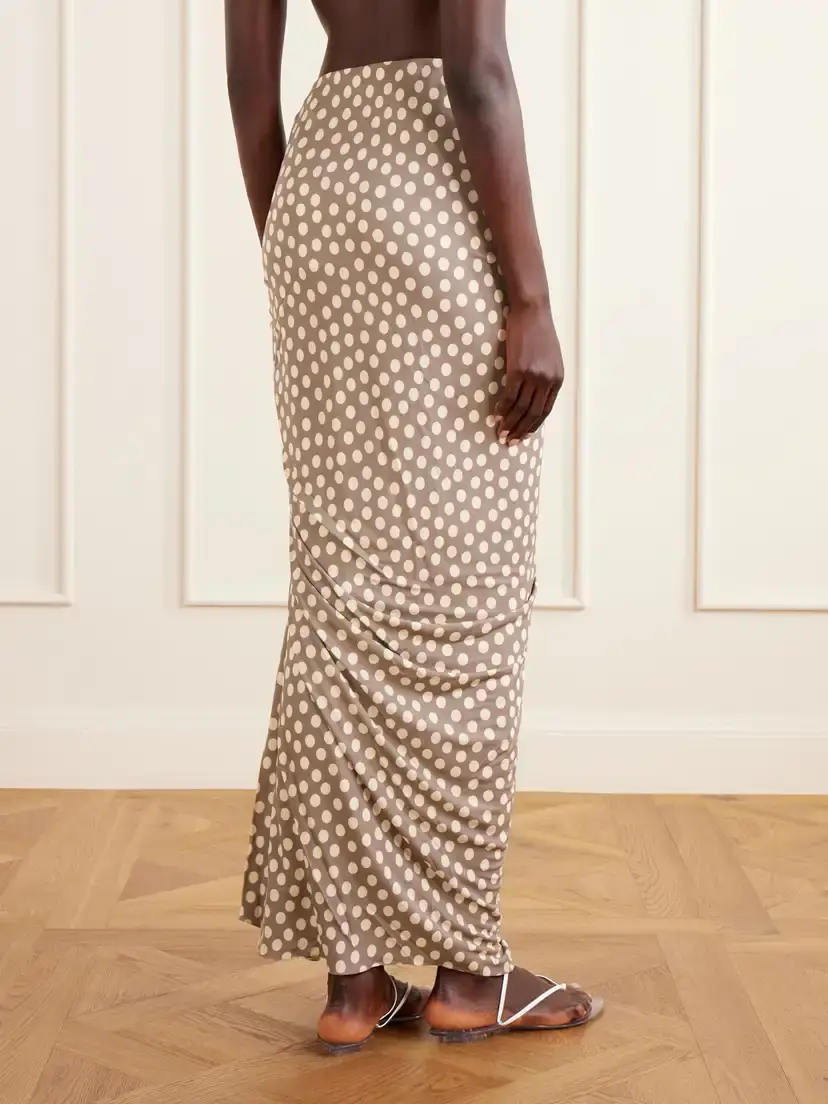 Alaïa Gathered Polka-dot Jersey Midi Skirt | Thumbnail 3 Alaïa Gathered Polka-dot Jersey Midi Skirt | Thumbnail 3