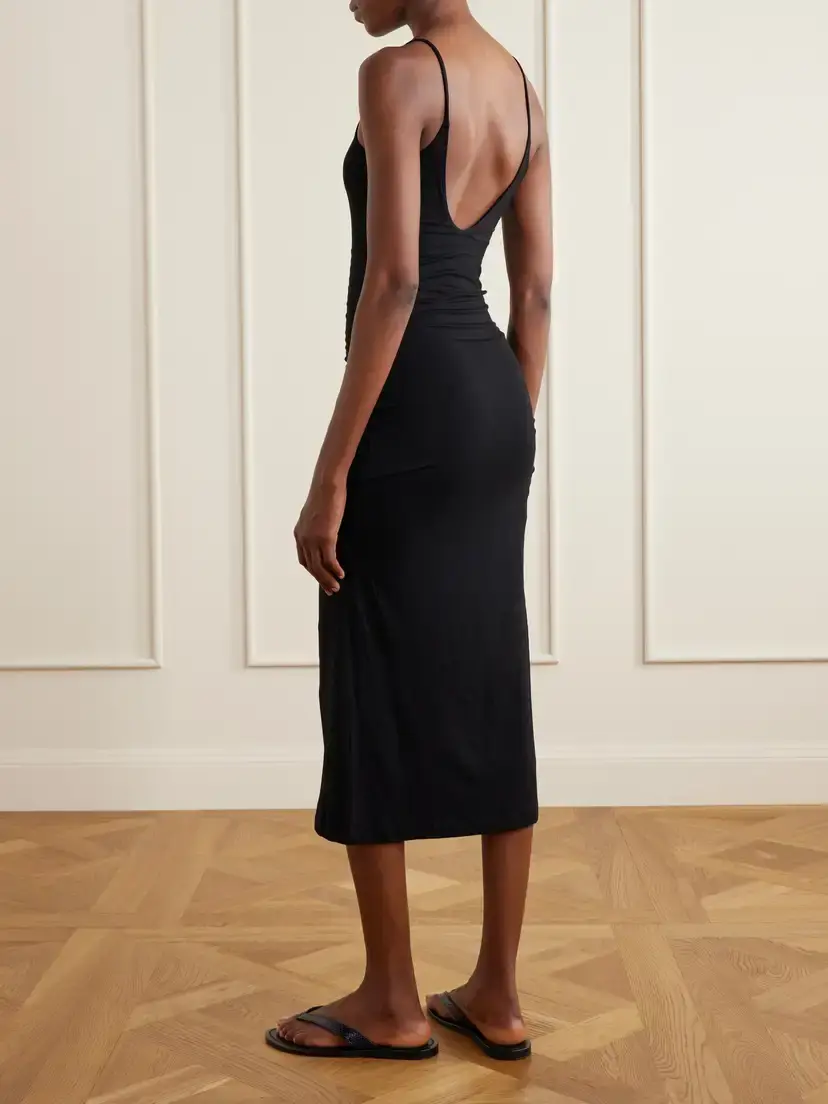 TOTEME Ruched Stretch-jersey Midi Dress | Thumbnail 3