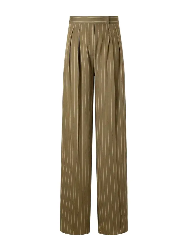 Max Mara Striped Pleated Jersey Wide-leg Pants | Image 1 Max Mara Striped Pleated Jersey Wide-leg Pants | Image 1