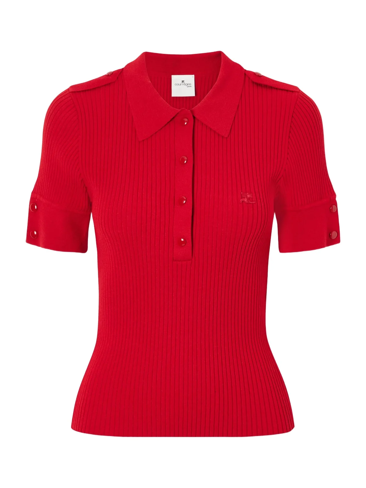 Logo-embroidered Ribbed-knit Polo T-shirt Logo-embroidered Ribbed-knit Polo T-shirt