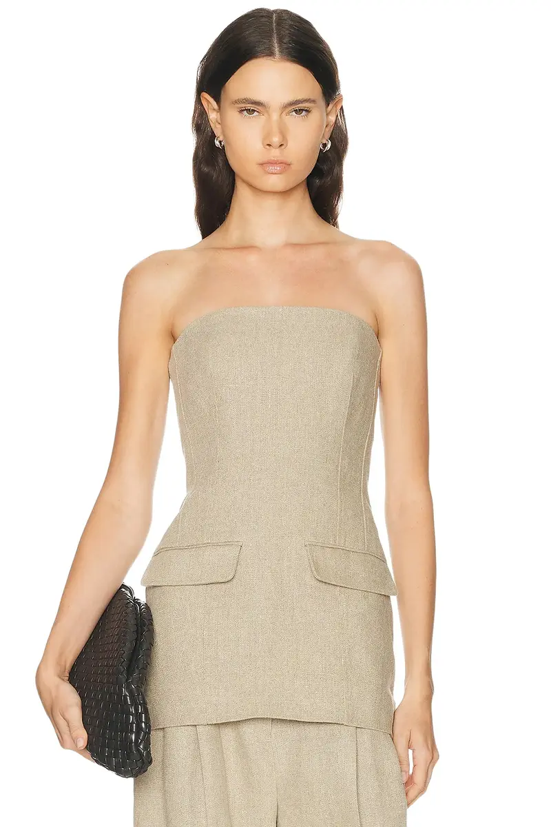 TOTEME Strapless Linen Pocket Top