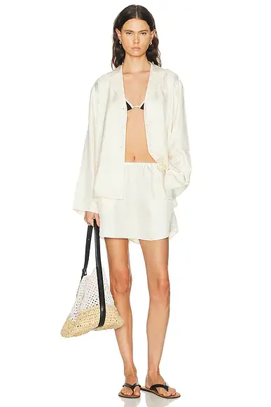 TOTEME Monogram Silk PJ Top | Thumbnail 4 TOTEME Monogram Silk PJ Top | Thumbnail 4
