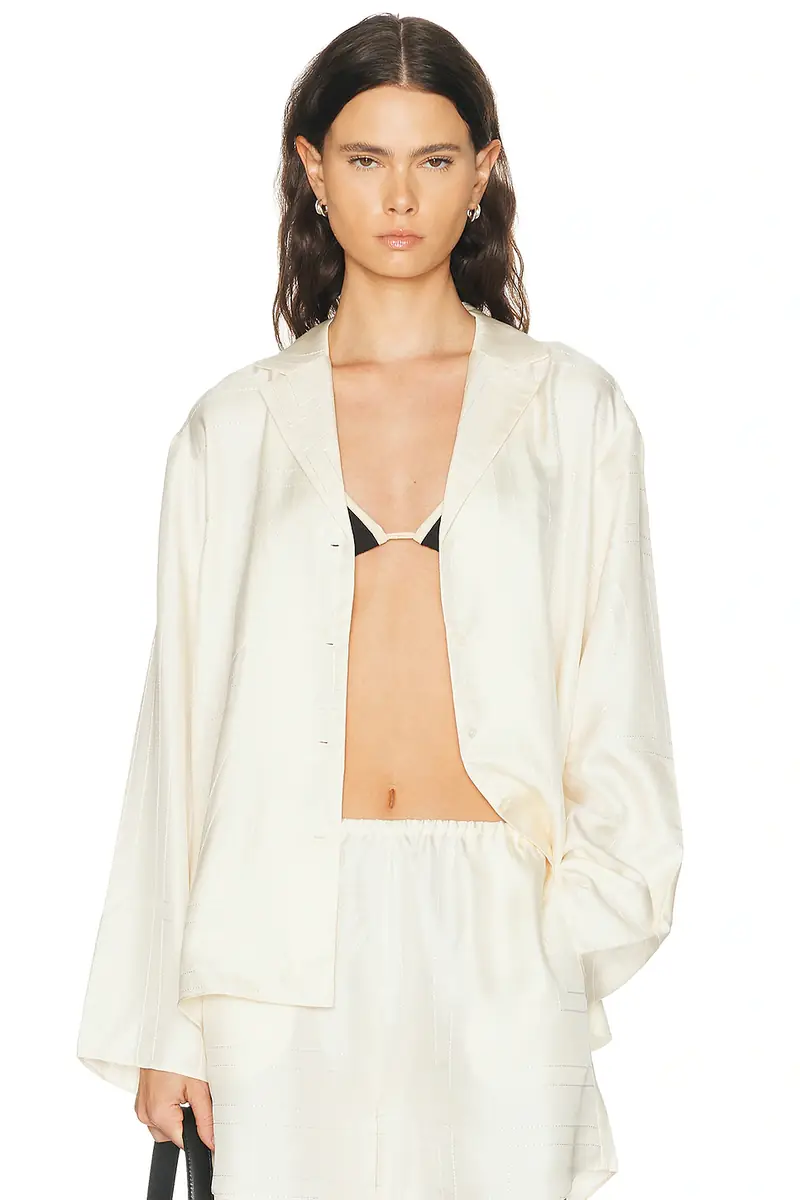TOTEME Monogram Silk PJ Top | Thumbnail 6 TOTEME Monogram Silk PJ Top | Thumbnail 6