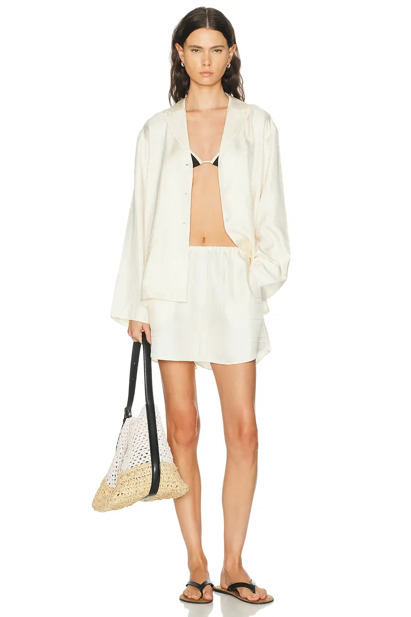 TOTEME Monogram Silk PJ Top | Thumbnail 9 TOTEME Monogram Silk PJ Top | Thumbnail 9