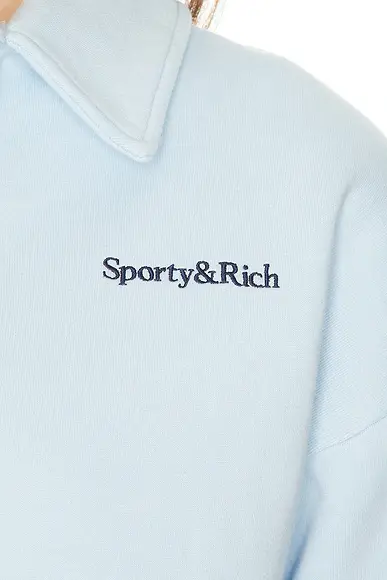 Sporty & Rich Serif Logo Embroidered Polo Sweatshirt | Thumbnail 5 Sporty & Rich Serif Logo Embroidered Polo Sweatshirt | Thumbnail 5