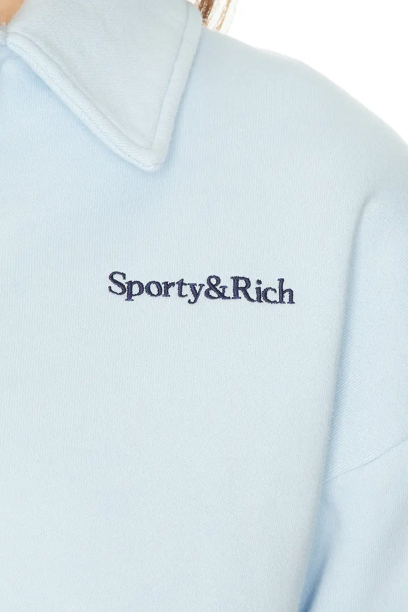 Sporty & Rich Serif Logo Embroidered Polo Sweatshirt | Thumbnail 10 Sporty & Rich Serif Logo Embroidered Polo Sweatshirt | Thumbnail 10