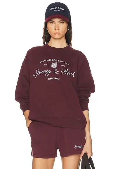 Sporty & Rich Syracuse Embroidered Crewneck Sweatshirt | Image 1 Sporty & Rich Syracuse Embroidered Crewneck Sweatshirt | Image 1