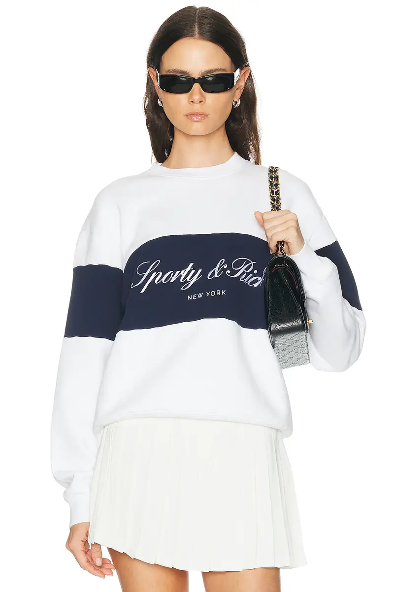 Sporty & Rich Signature Logo Block Crewneck Sweatshirt | Thumbnail 6 Sporty & Rich Signature Logo Block Crewneck Sweatshirt | Thumbnail 6