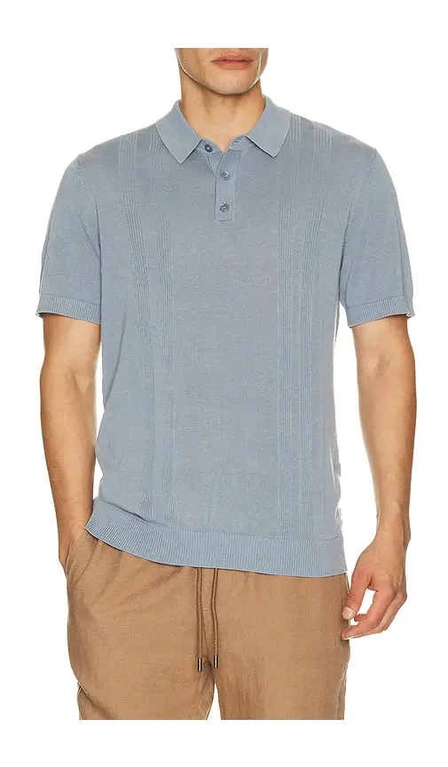 Onia Silk Ribbed Knit Polo Shirt | Thumbnail 9
