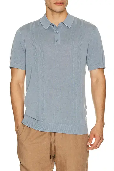 Onia Silk Ribbed Knit Polo Shirt | Image 1 Onia Silk Ribbed Knit Polo Shirt | Image 1