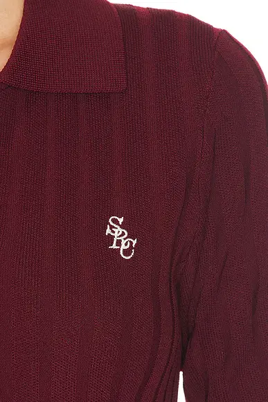 Sporty & Rich Signature Logo Ribbed Polo Top | Thumbnail 5