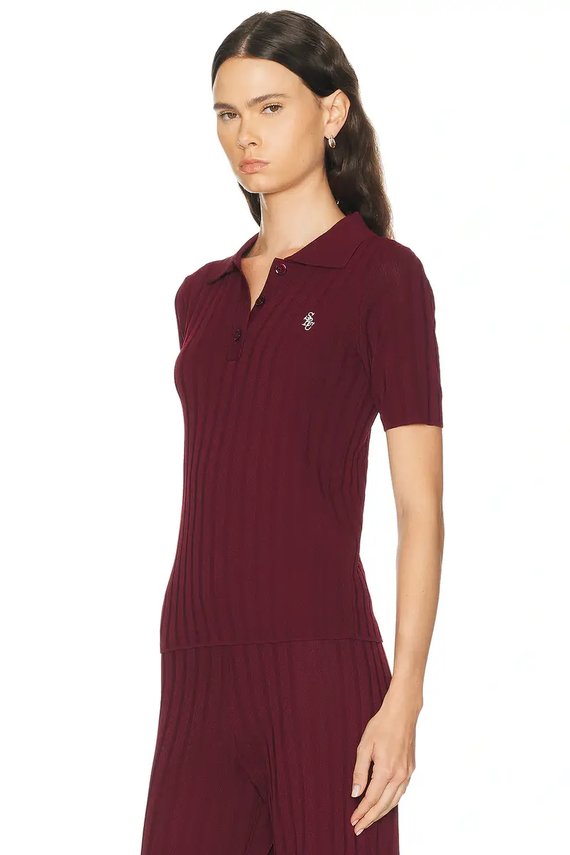 Sporty & Rich Signature Logo Ribbed Polo Top | Thumbnail 7
