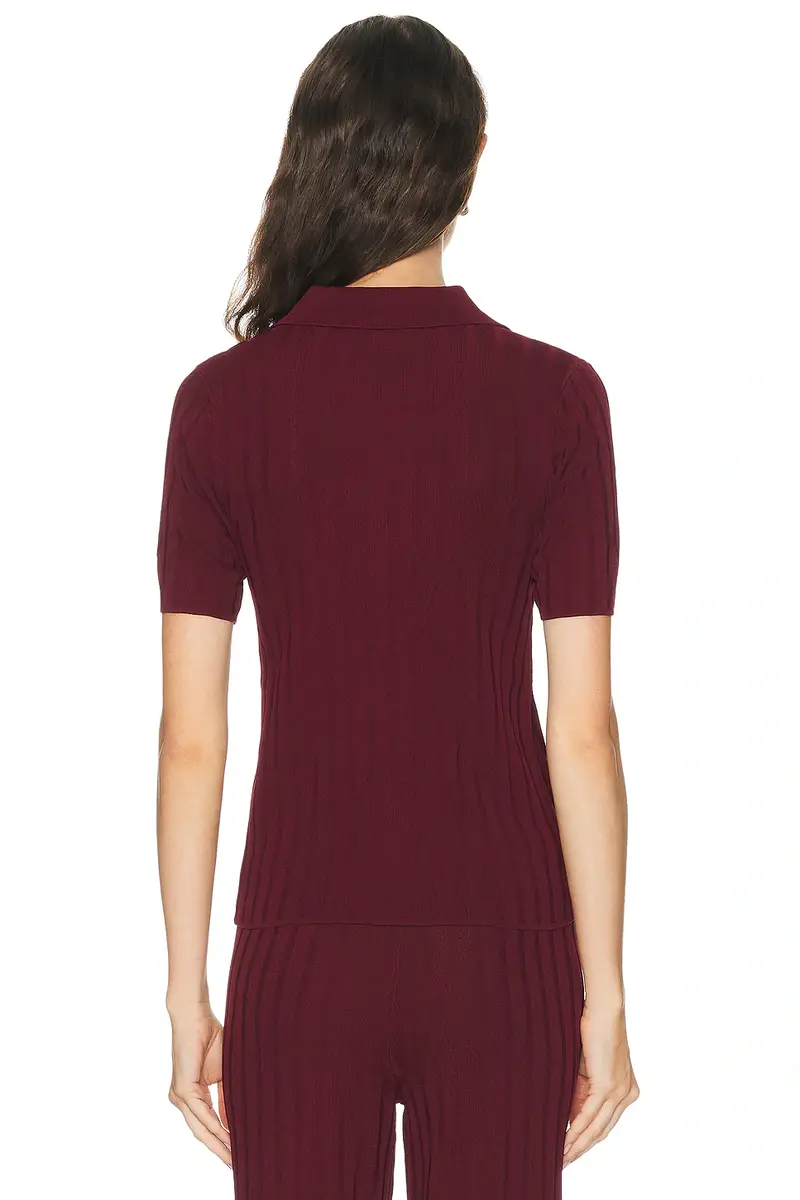 Sporty & Rich Signature Logo Ribbed Polo Top | Thumbnail 8