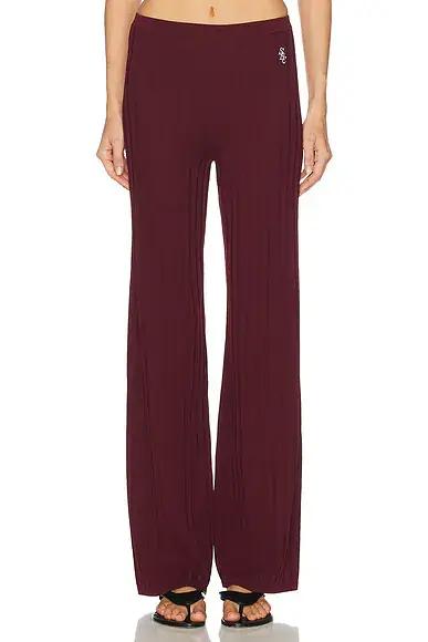 Sporty & Rich Signature Logo Ribbed Pant | Image 1 Sporty & Rich Signature Logo Ribbed Pant | Image 1