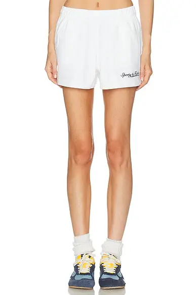 Sporty & Rich Syracuse Embroidered Disco Short | Image 1 Sporty & Rich Syracuse Embroidered Disco Short | Image 1