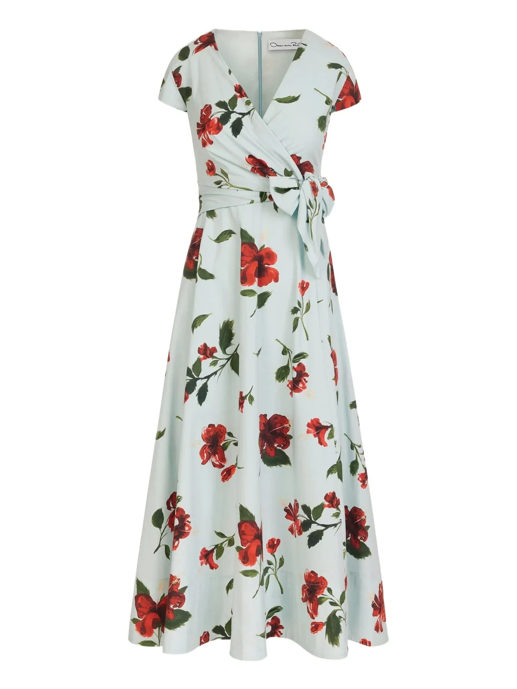 Oscar de la Renta Hibiscus Cotton Poplin Wrap Dress