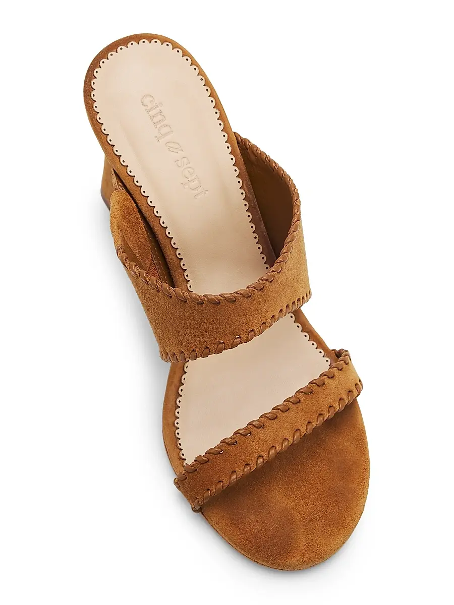 Cinq à Sept Women's Kora 100MM Suede Slip-On Sandals | Thumbnail 4 Cinq à Sept Women's Kora 100MM Suede Slip-On Sandals | Thumbnail 4
