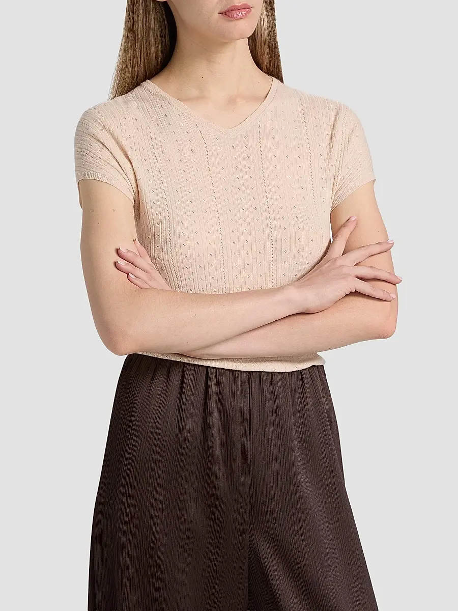Vince Women's Pointelle Wool T-Shirt | Thumbnail 3 Vince Women's Pointelle Wool T-Shirt | Thumbnail 3