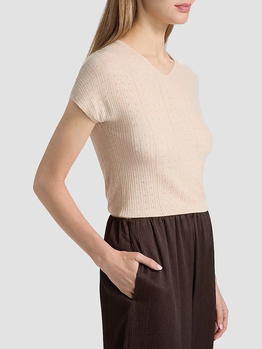 Vince Women's Pointelle Wool T-Shirt | Thumbnail 4 Vince Women's Pointelle Wool T-Shirt | Thumbnail 4
