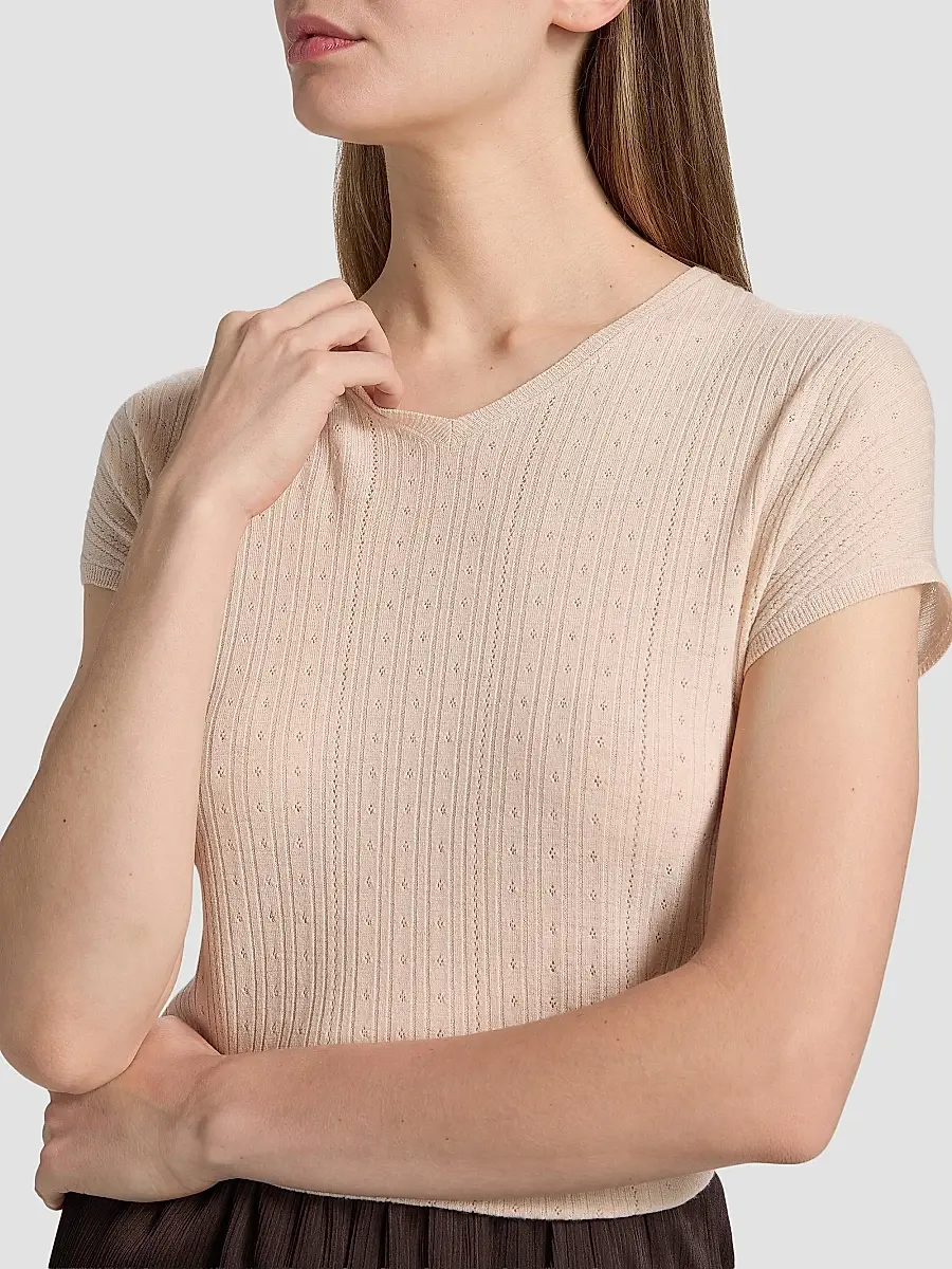 Vince Women's Pointelle Wool T-Shirt | Thumbnail 6 Vince Women's Pointelle Wool T-Shirt | Thumbnail 6
