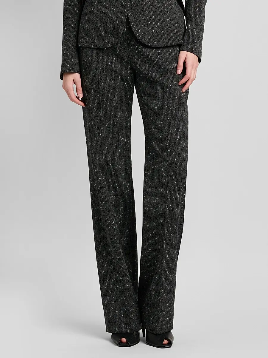 Alexander McQueen Women's Speckled Wool Slim-Fit Straight-Leg Trousers | Thumbnail 3 Alexander McQueen Women's Speckled Wool Slim-Fit Straight-Leg Trousers | Thumbnail 3