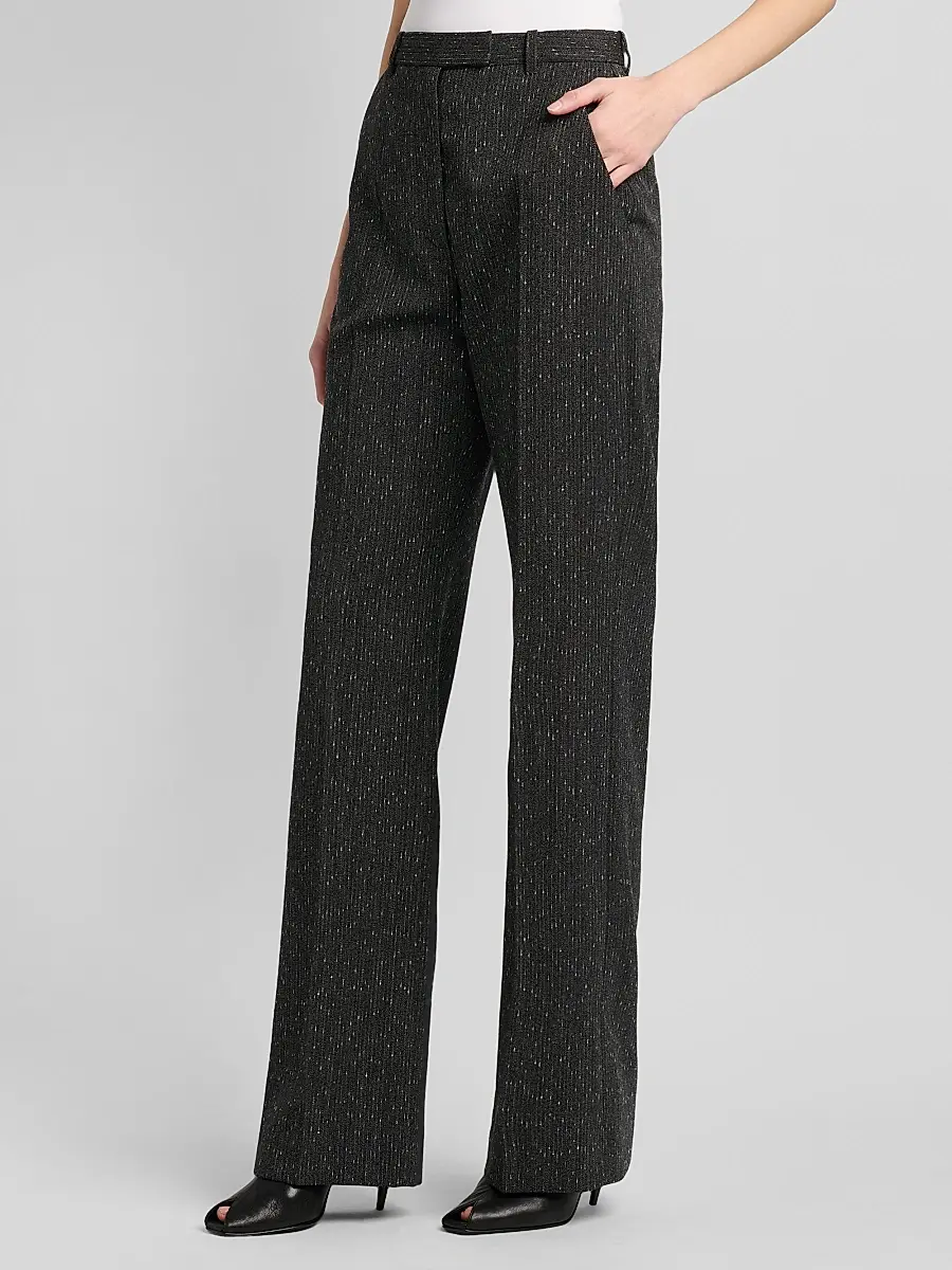 Alexander McQueen Women's Speckled Wool Slim-Fit Straight-Leg Trousers | Thumbnail 4 Alexander McQueen Women's Speckled Wool Slim-Fit Straight-Leg Trousers | Thumbnail 4