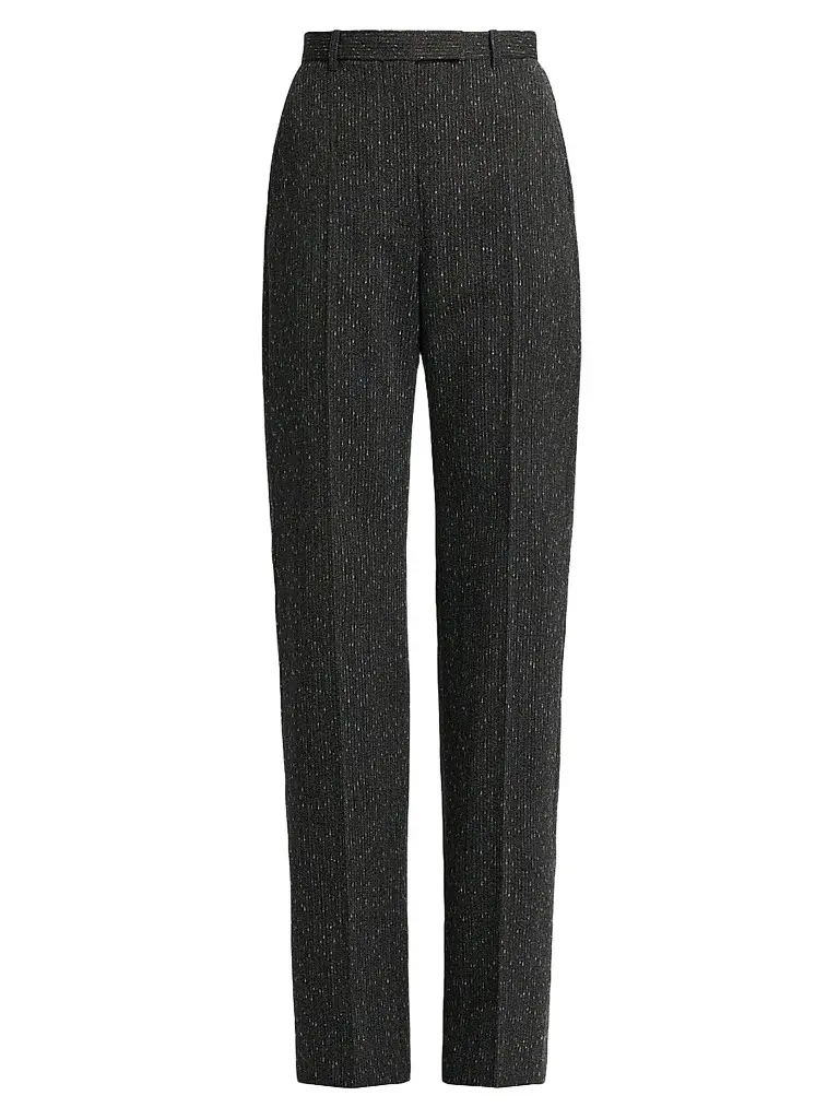 Alexander McQueen Women's Speckled Wool Slim-Fit Straight-Leg Trousers - Grey - Size 10 | Image 1 Alexander McQueen Women's Speckled Wool Slim-Fit Straight-Leg Trousers - Grey - Size 10 | Image 1