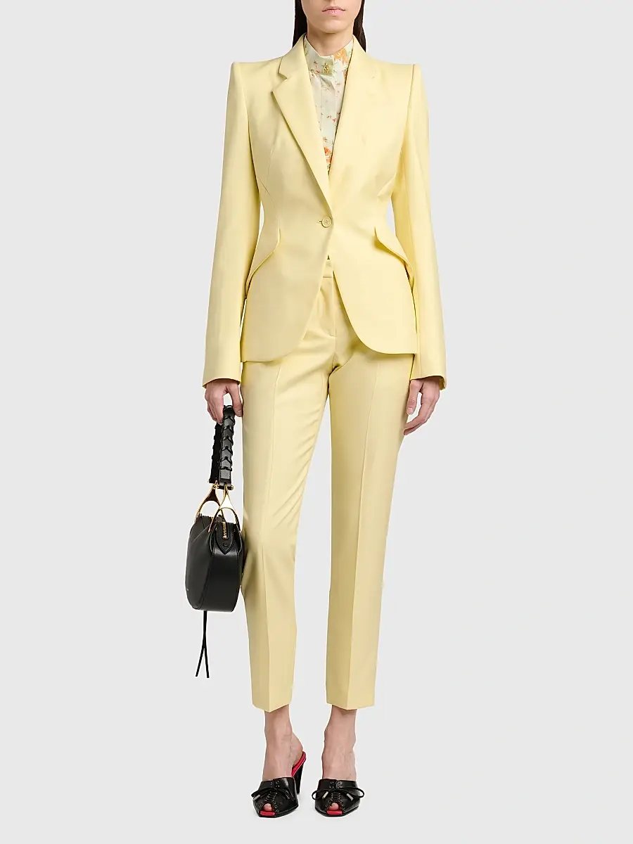 Alexander McQueen Women's Wool One-Button Blazer | Thumbnail 2 Alexander McQueen Women's Wool One-Button Blazer | Thumbnail 2