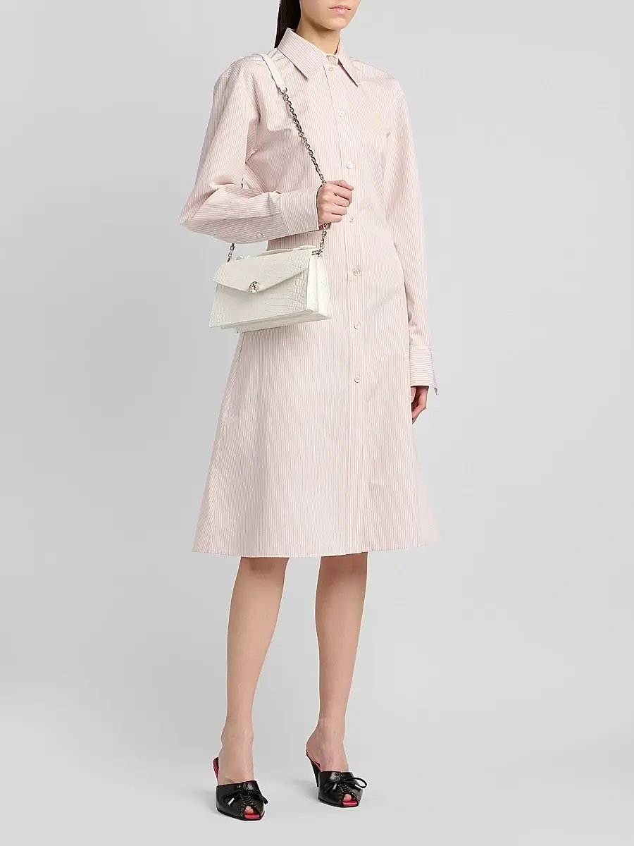 Alexander McQueen Women's Striped Cotton-Silk Lace-Up Shirtdress | Thumbnail 2 Alexander McQueen Women's Striped Cotton-Silk Lace-Up Shirtdress | Thumbnail 2