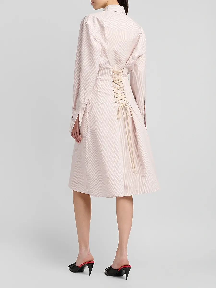 Alexander McQueen Women's Striped Cotton-Silk Lace-Up Shirtdress | Thumbnail 5 Alexander McQueen Women's Striped Cotton-Silk Lace-Up Shirtdress | Thumbnail 5