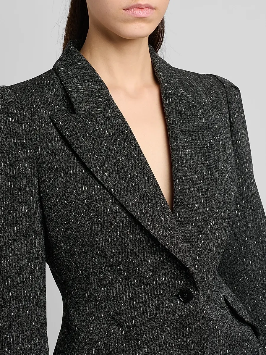 Alexander McQueen Women's Speckled Wool One-Button Blazer | Thumbnail 6 Alexander McQueen Women's Speckled Wool One-Button Blazer | Thumbnail 6