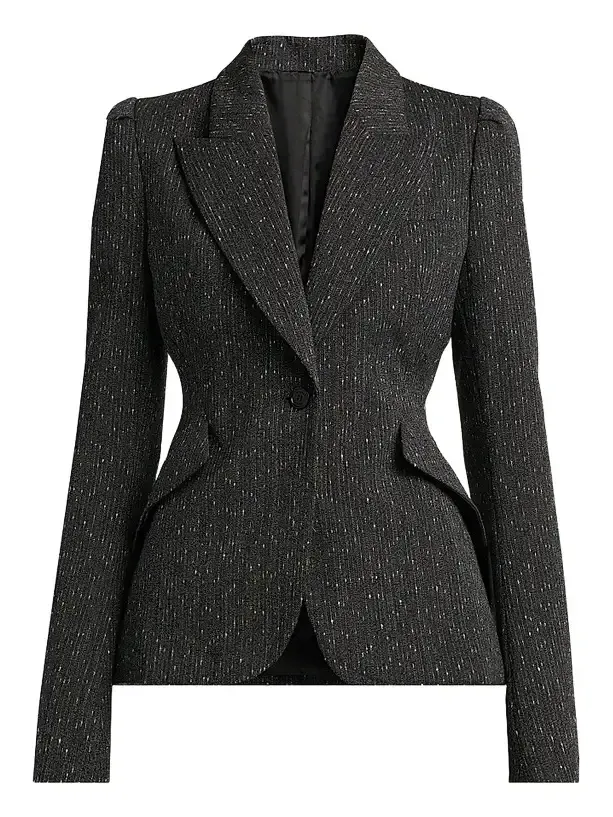 Women's Speckled Wool One-Button Blazer Women's Speckled Wool One-Button Blazer