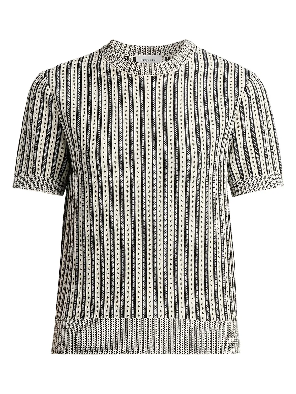 Women's Jacquard Striped Crewneck Top Women's Jacquard Striped Crewneck Top