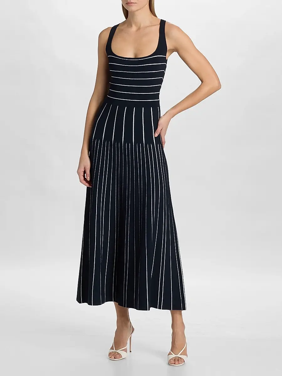 Adam Lippes Women's Gemma Compact Jacqaurd Midi Dress | Thumbnail 2