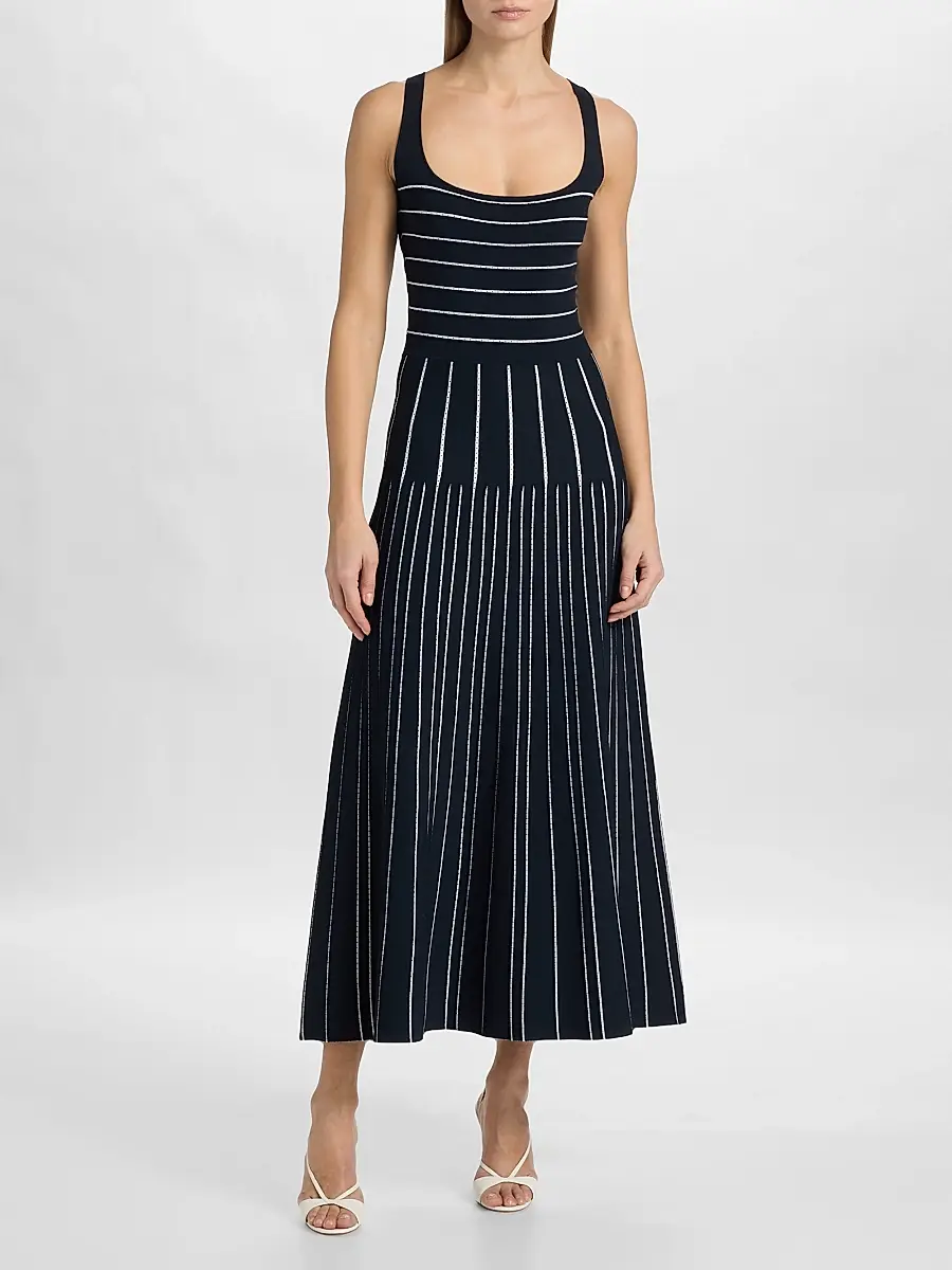 Adam Lippes Women's Gemma Compact Jacqaurd Midi Dress | Thumbnail 3