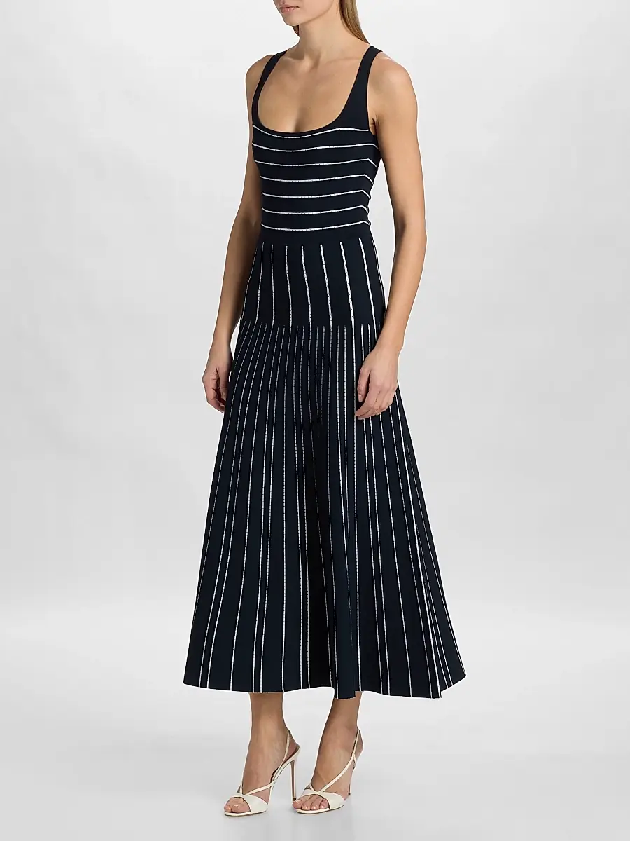 Adam Lippes Women's Gemma Compact Jacqaurd Midi Dress | Thumbnail 4