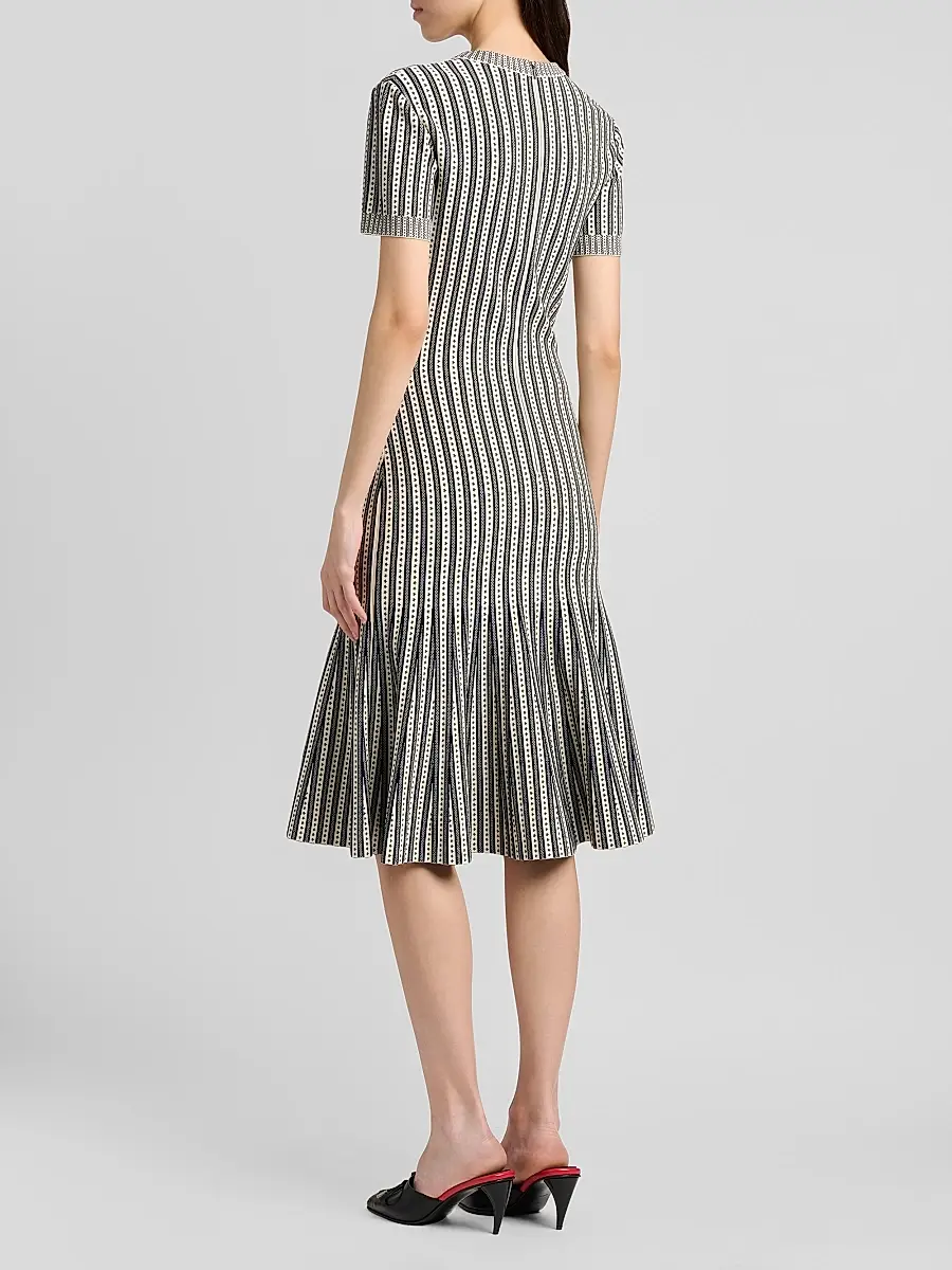 Alexander McQueen Women's Jacquard Striped Flounce Midi Dress | Thumbnail 5 Alexander McQueen Women's Jacquard Striped Flounce Midi Dress | Thumbnail 5