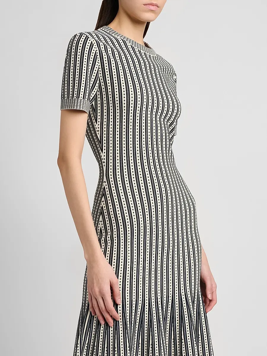 Alexander McQueen Women's Jacquard Striped Flounce Midi Dress | Thumbnail 6 Alexander McQueen Women's Jacquard Striped Flounce Midi Dress | Thumbnail 6