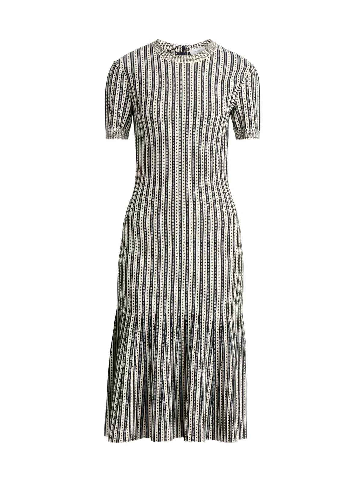 Women's Jacquard Striped Flounce Midi Dress Women's Jacquard Striped Flounce Midi Dress