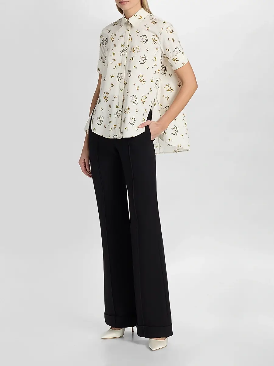 Adam Lippes Women's Charlie Floral Cotton Poplin Top | Thumbnail 2 Adam Lippes Women's Charlie Floral Cotton Poplin Top | Thumbnail 2