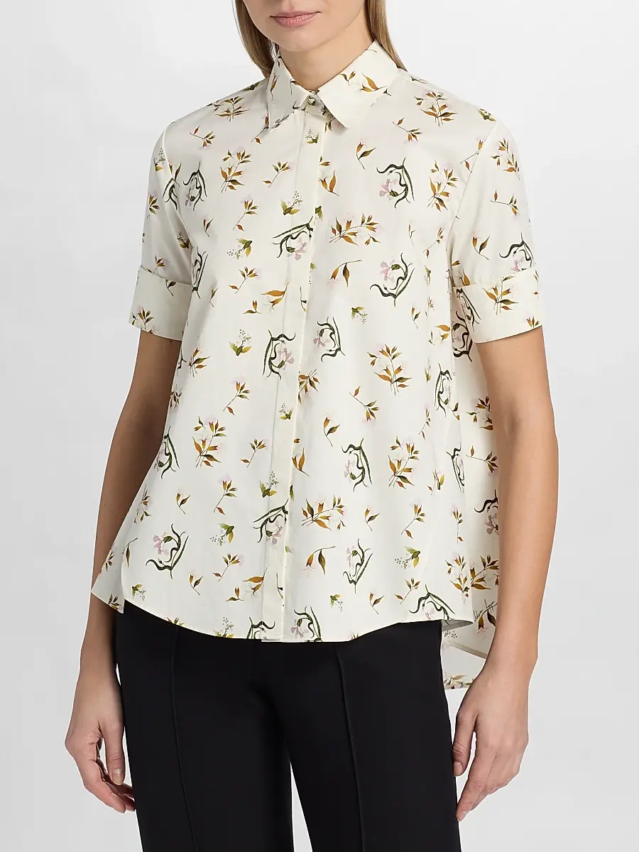 Adam Lippes Women's Charlie Floral Cotton Poplin Top | Thumbnail 3 Adam Lippes Women's Charlie Floral Cotton Poplin Top | Thumbnail 3