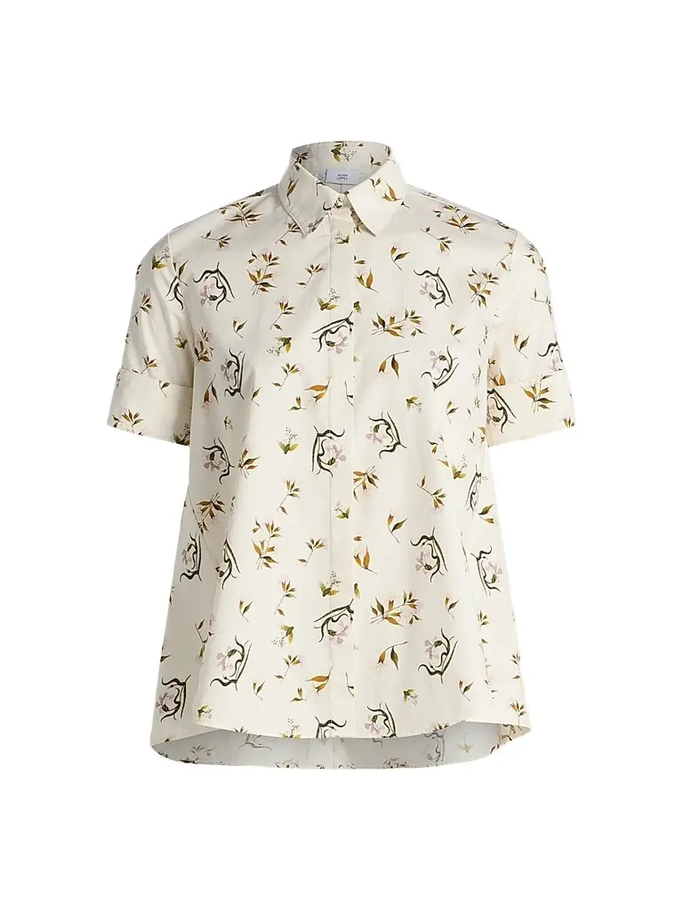 Adam Lippes Women's Charlie Floral Cotton Poplin Top - Ivory Floral - Size 14 | Image 1 Adam Lippes Women's Charlie Floral Cotton Poplin Top - Ivory Floral - Size 14 | Image 1