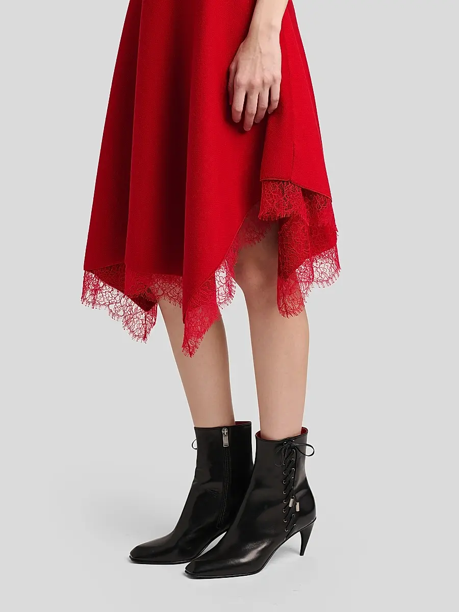 Alexander McQueen Women's Asymmetric Lace-Trim Midi Dress | Thumbnail 6 Alexander McQueen Women's Asymmetric Lace-Trim Midi Dress | Thumbnail 6