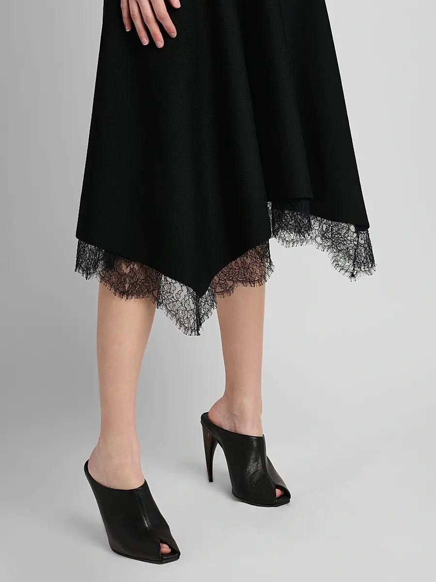 Alexander McQueen Women's Asymmetric Lace-Trim Midi Dress | Thumbnail 6 Alexander McQueen Women's Asymmetric Lace-Trim Midi Dress | Thumbnail 6