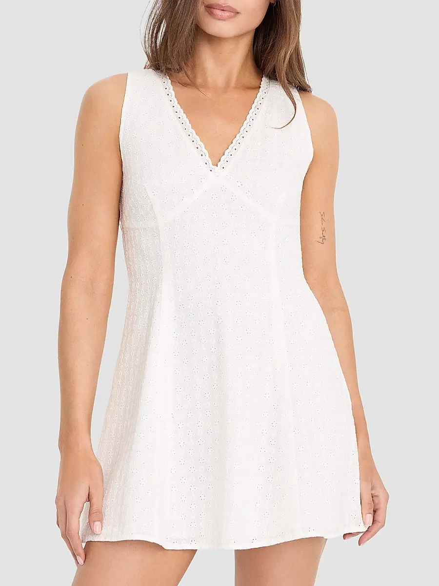 GOOD AMERICAN Women's The Eyelet Cotton Mini Dress | Thumbnail 4 GOOD AMERICAN Women's The Eyelet Cotton Mini Dress | Thumbnail 4